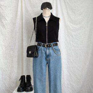 Y2K City Triangles Zip Up Tank Top